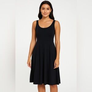 Eileen Fisher Women’s XS tank top dress midi length black stretch flare casual